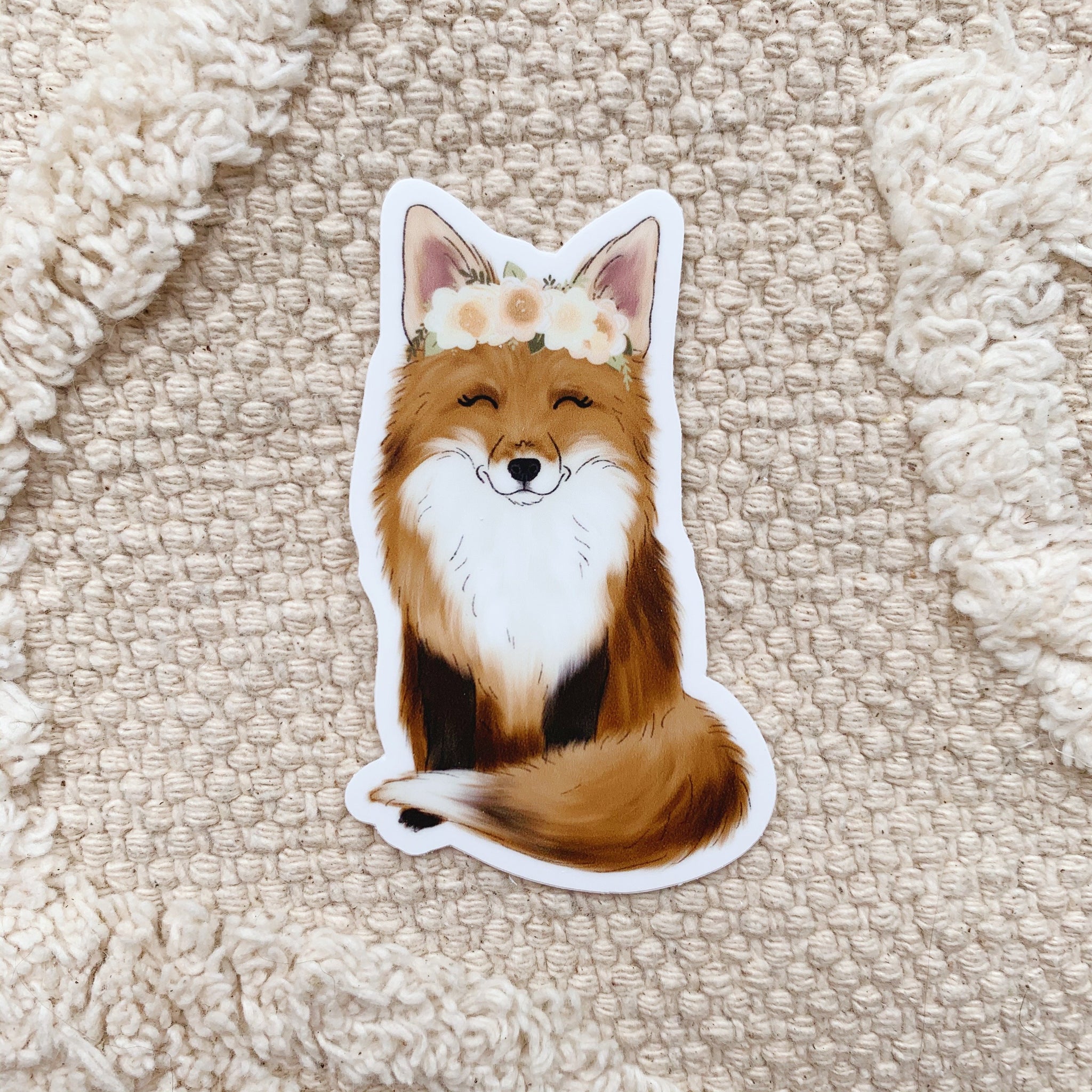 Floral Crown Fox Sticker – KT's Canvases