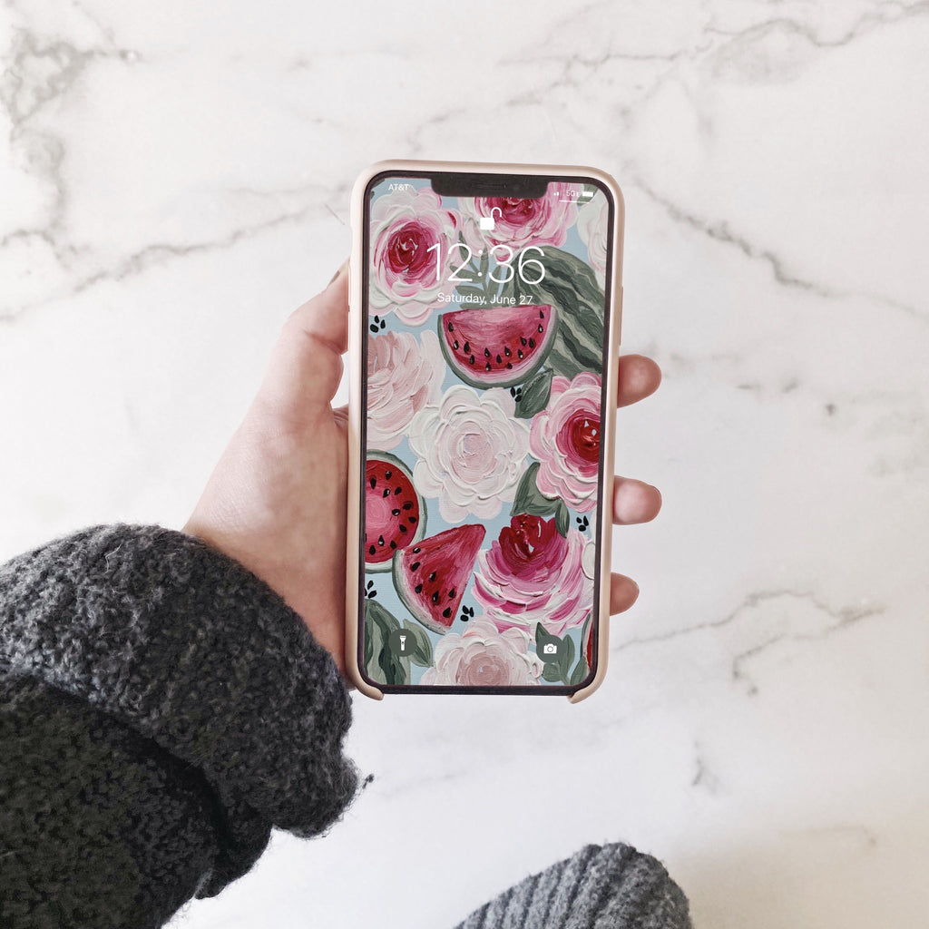 Watermelon Florals Phone Wallpaper (Digital Download)