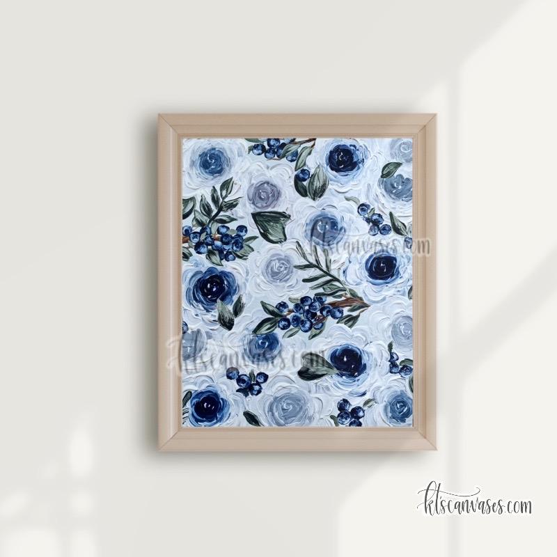 Blueberry Florals Art Print