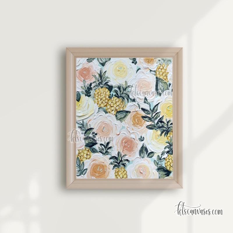 Pineapple Painted Florals Art Print