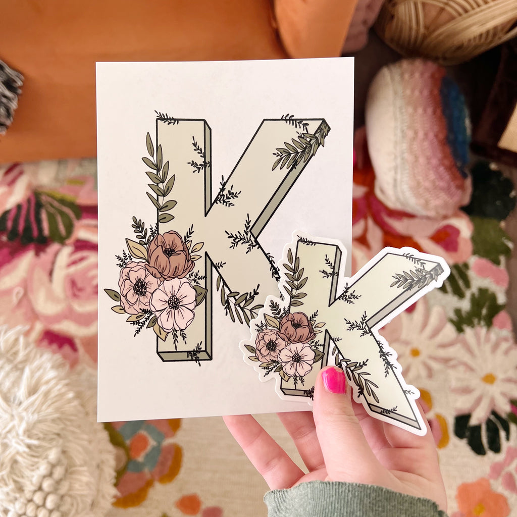 #31 Floral Initial Art Print Bundle (Choose your letter)
