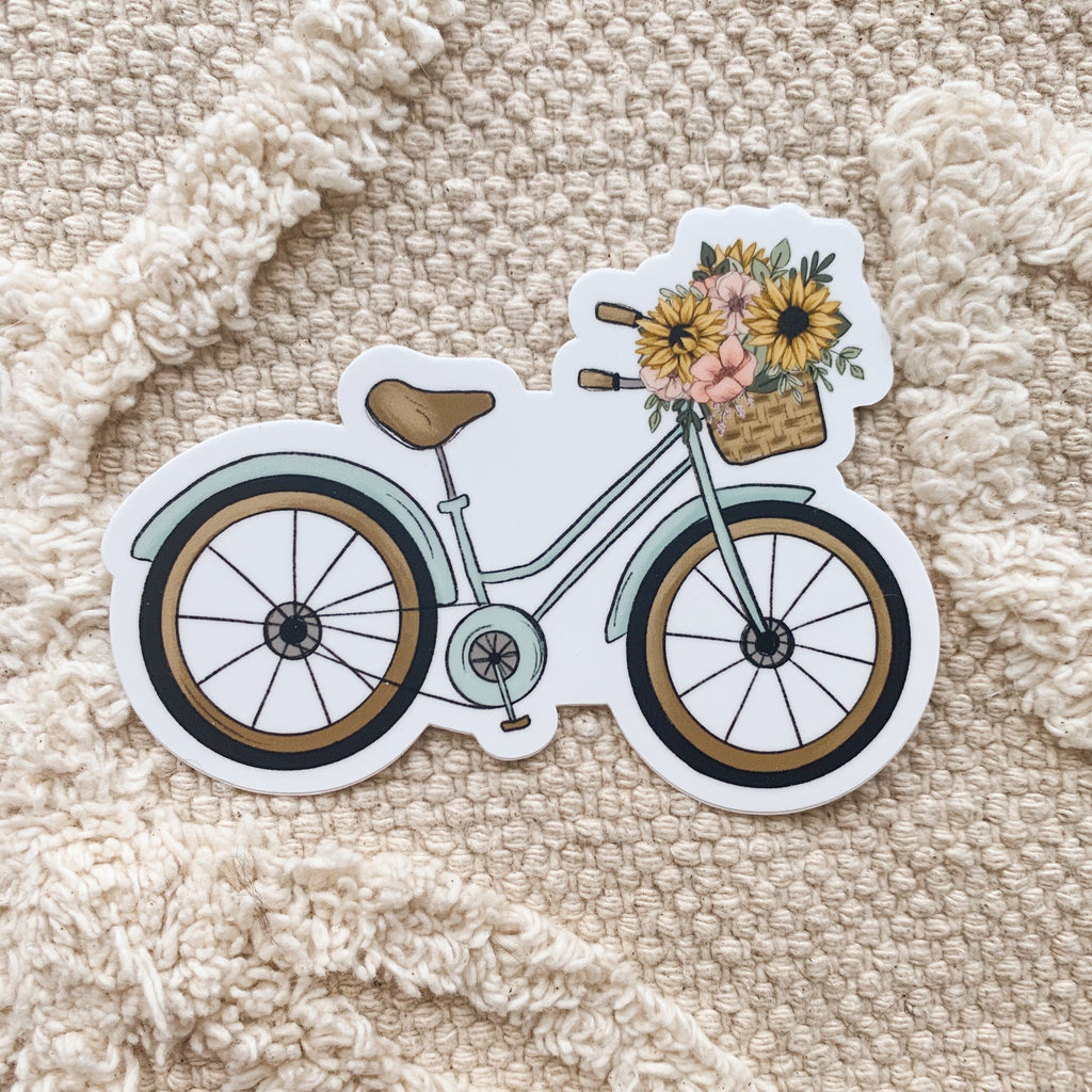 Floral Basket Bicycle Sticker
