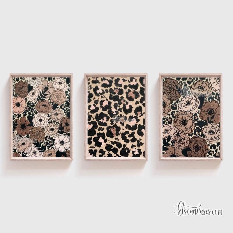 Cheetah Florals Art Print Set of 3