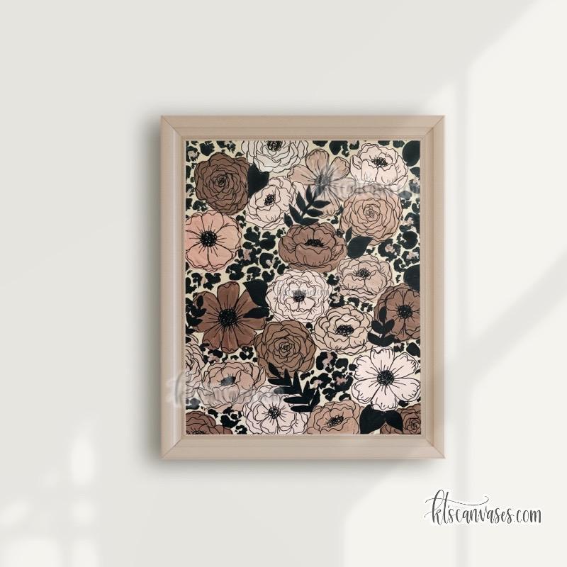 Cheetah Florals Art Print