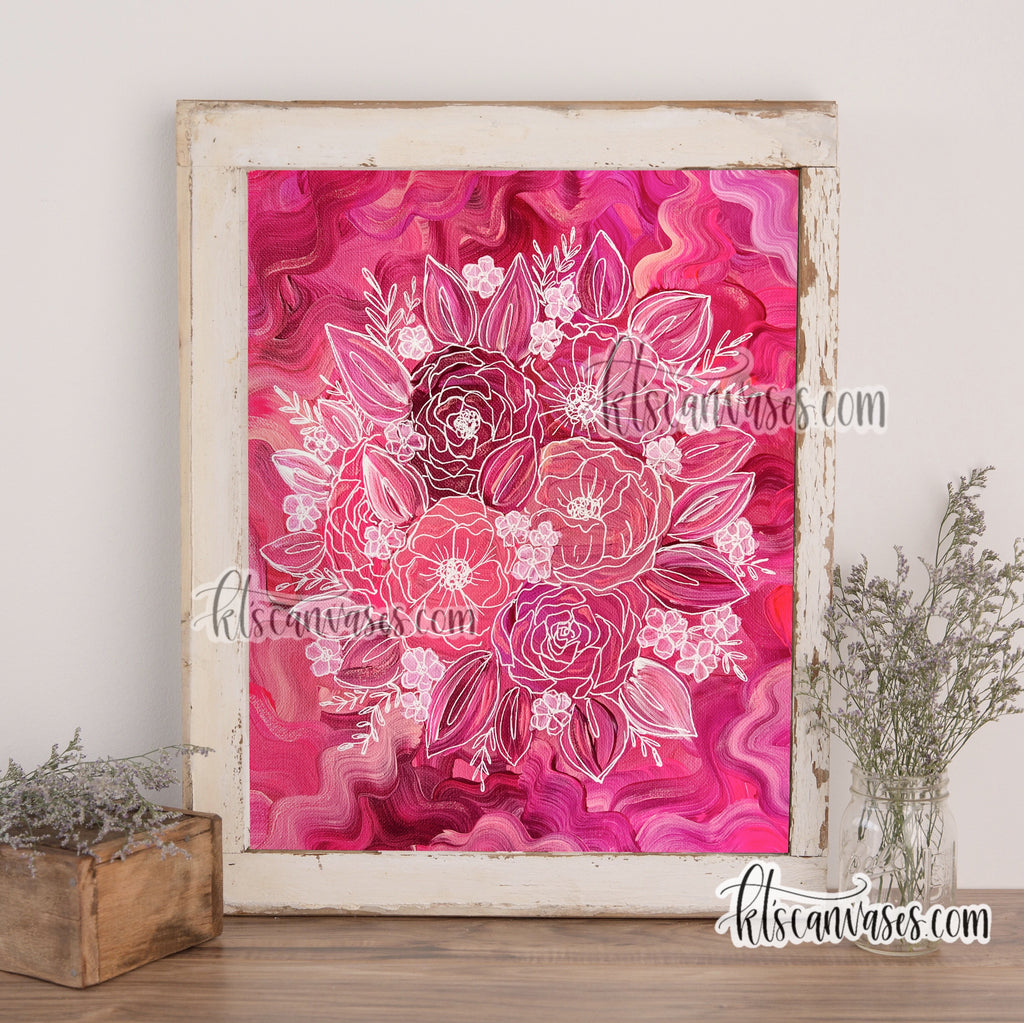 Groovy Pink Florals Art Print