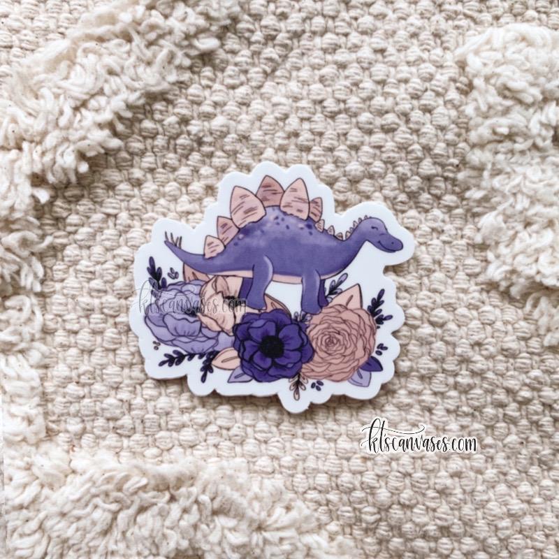 Mini Stegosaurus Florals Sticker