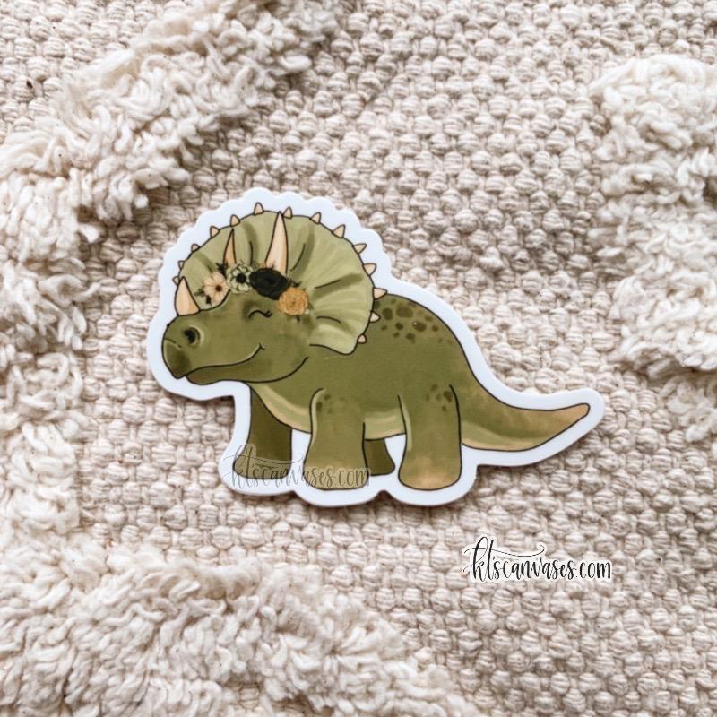 Floral Crown Triceratops Sticker