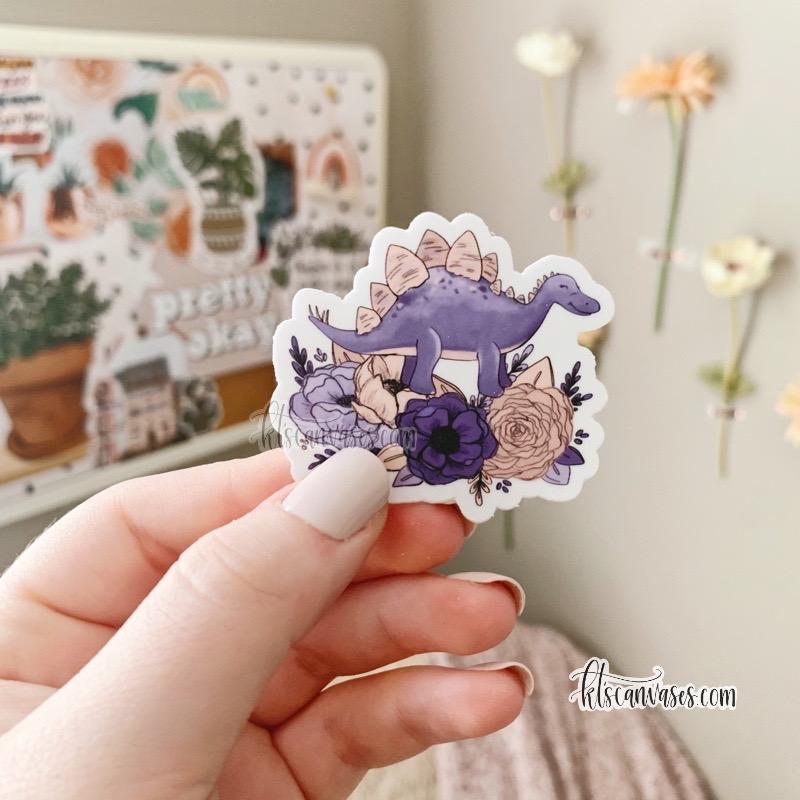 Mini Stegosaurus Florals Sticker