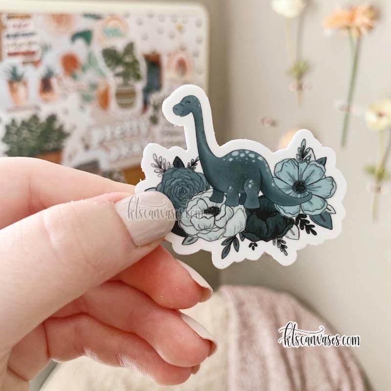 Mini Brontosaurus Florals Sticker