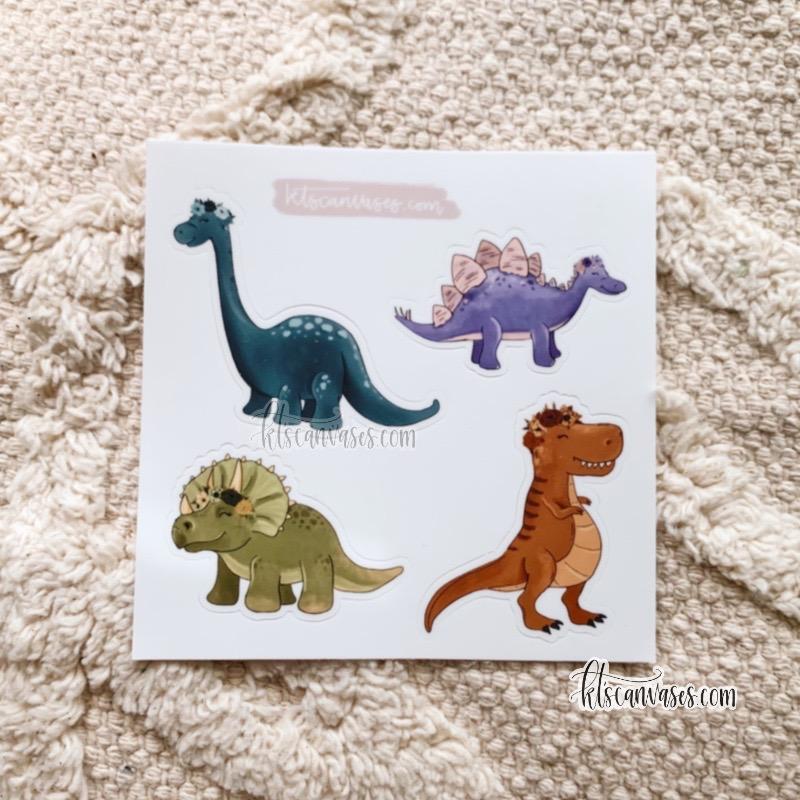 Dinosaur Set of 4 Mini Stickers (1 sheet)