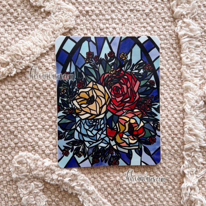 Glass Rose Window Florals Sticker