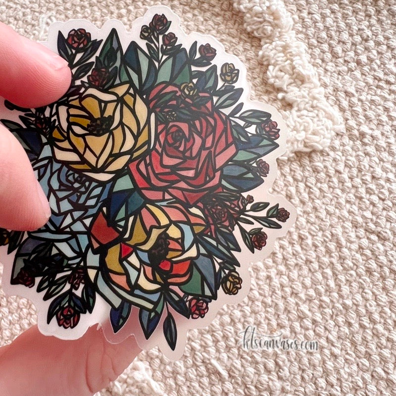Glass Rose Florals Clear Sticker