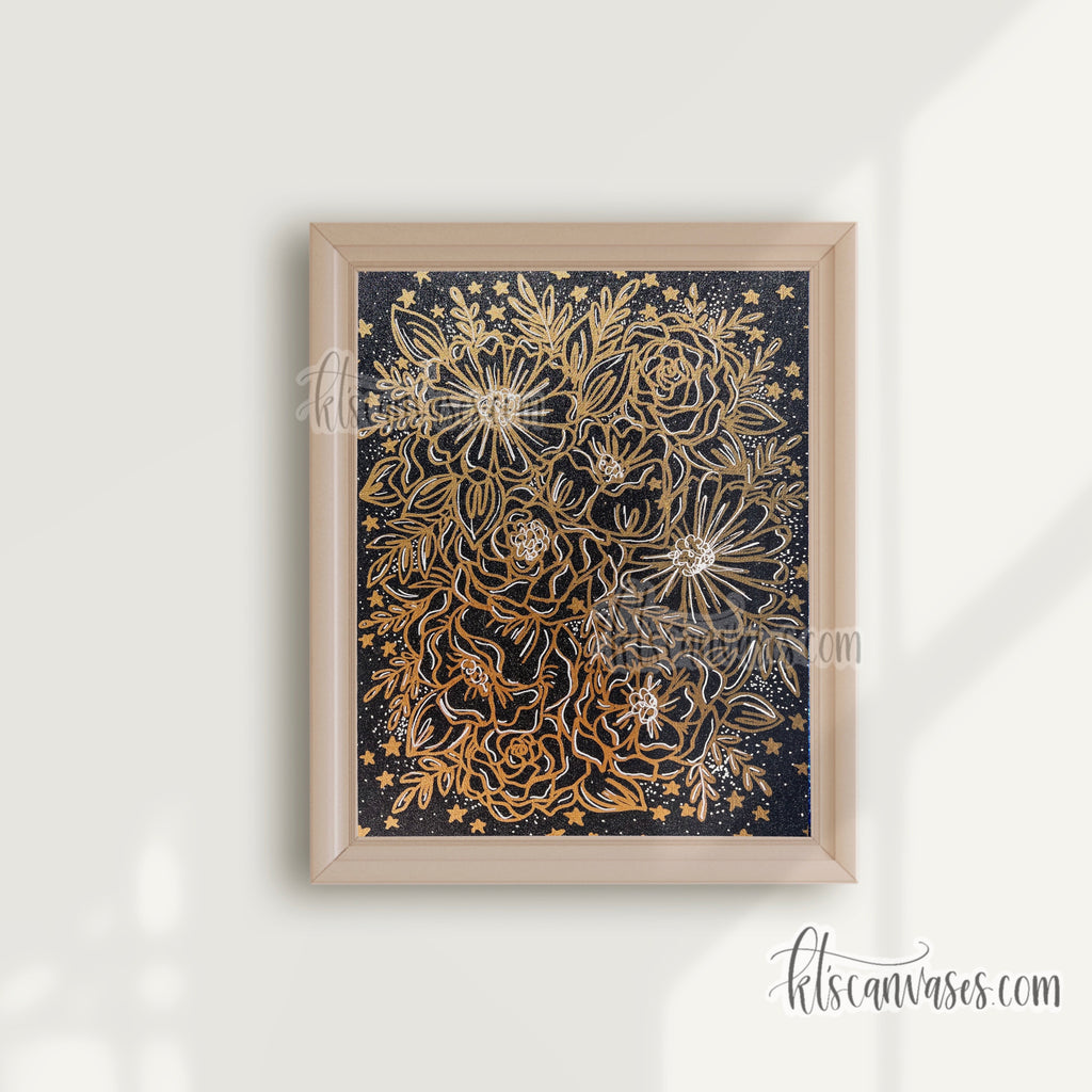 Night Sky Florals Art Print