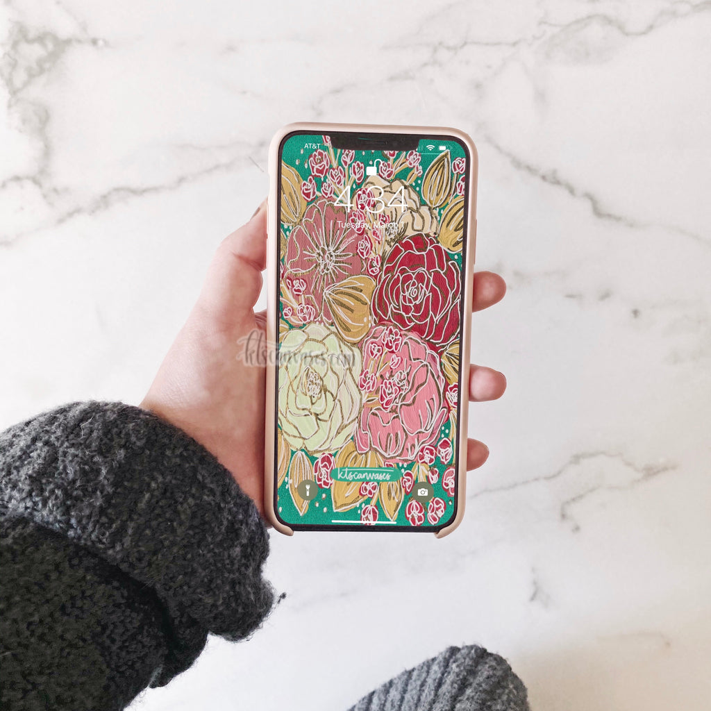 Magical Garden Florals Phone Wallpaper (Digital Download)
