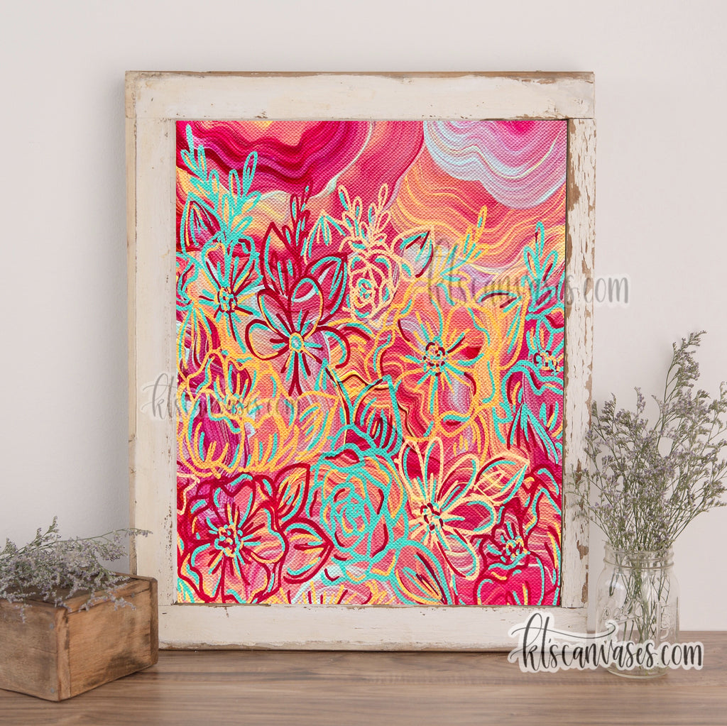 Rainbow Sherbet Florals Art Print
