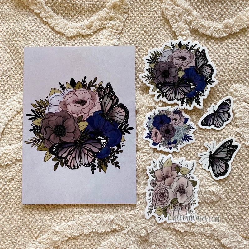 #27 Purple Butterfly Art Print Bundle Set of 6
