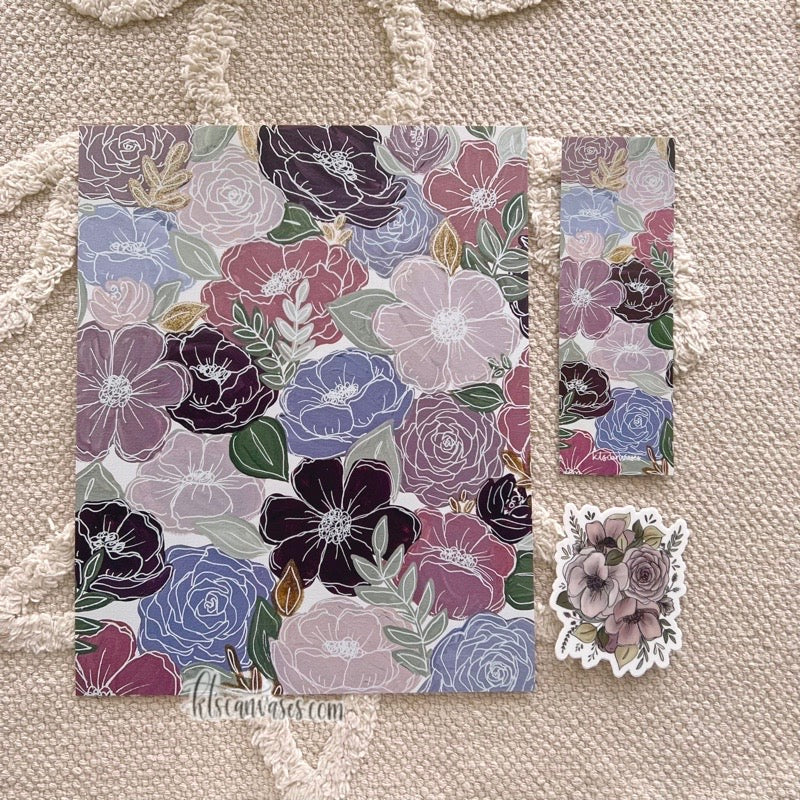 #7 Purple Florals Art Print Bundle Set of 3