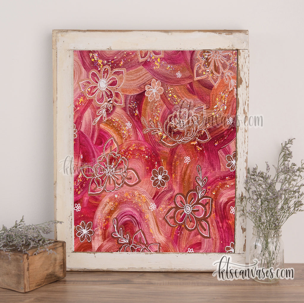 Pink Sparkle Pattern Florals Art Print