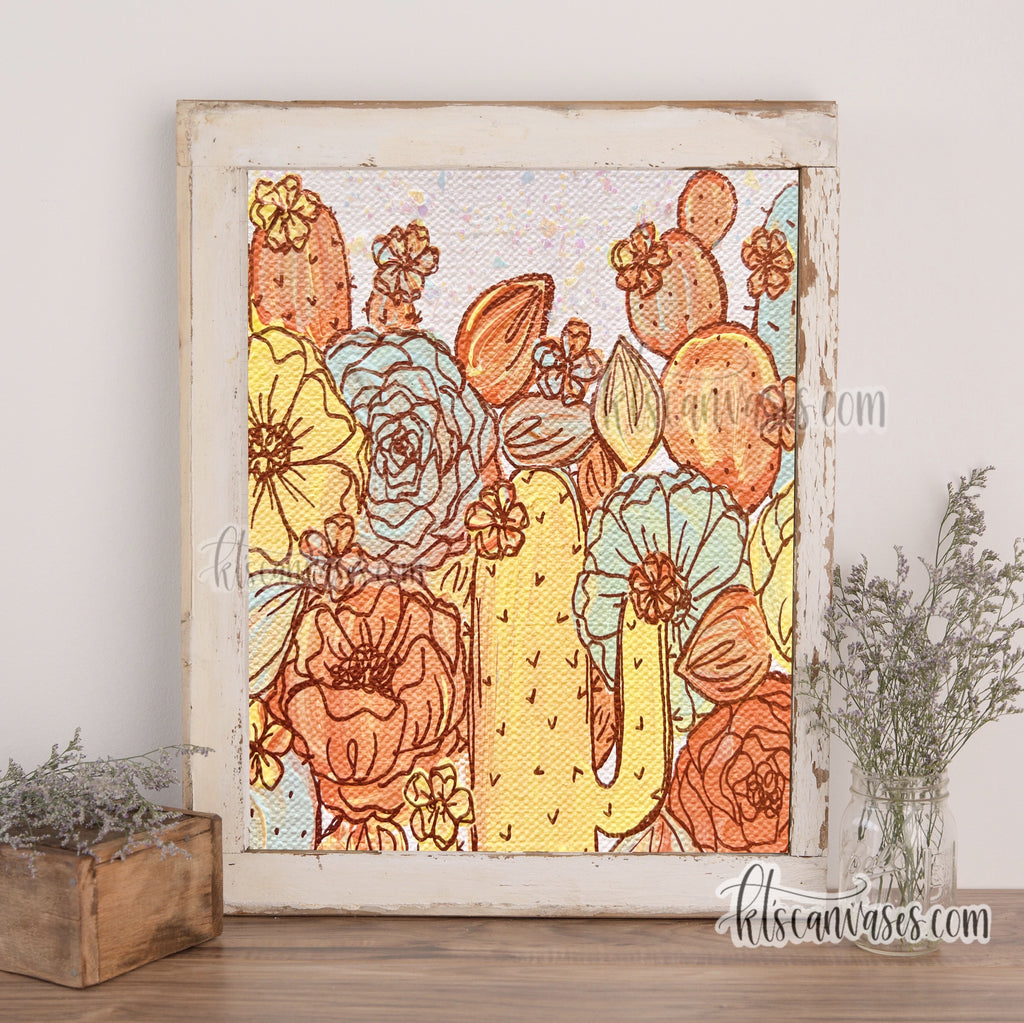 Pastel Cactus Florals Art Print