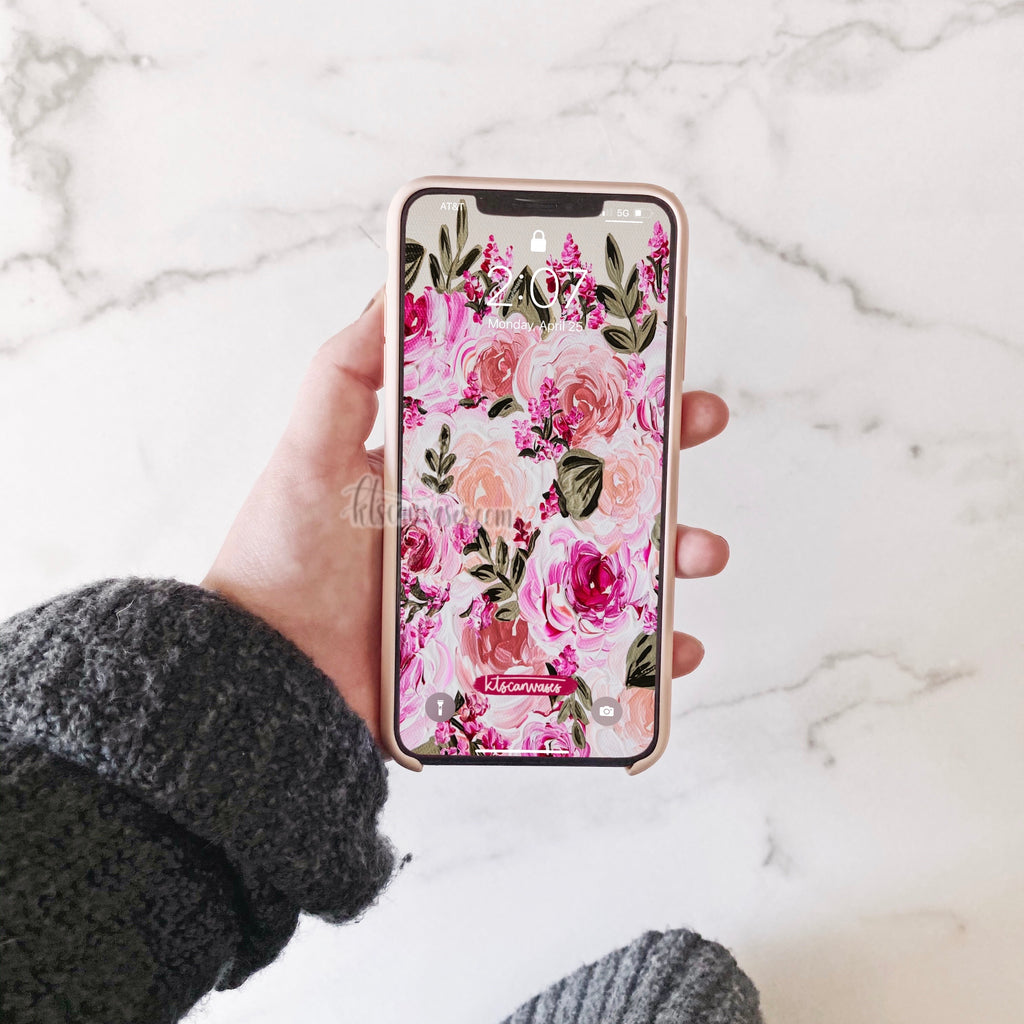 Pink Garden Florals Phone Wallpaper (Digital Download)