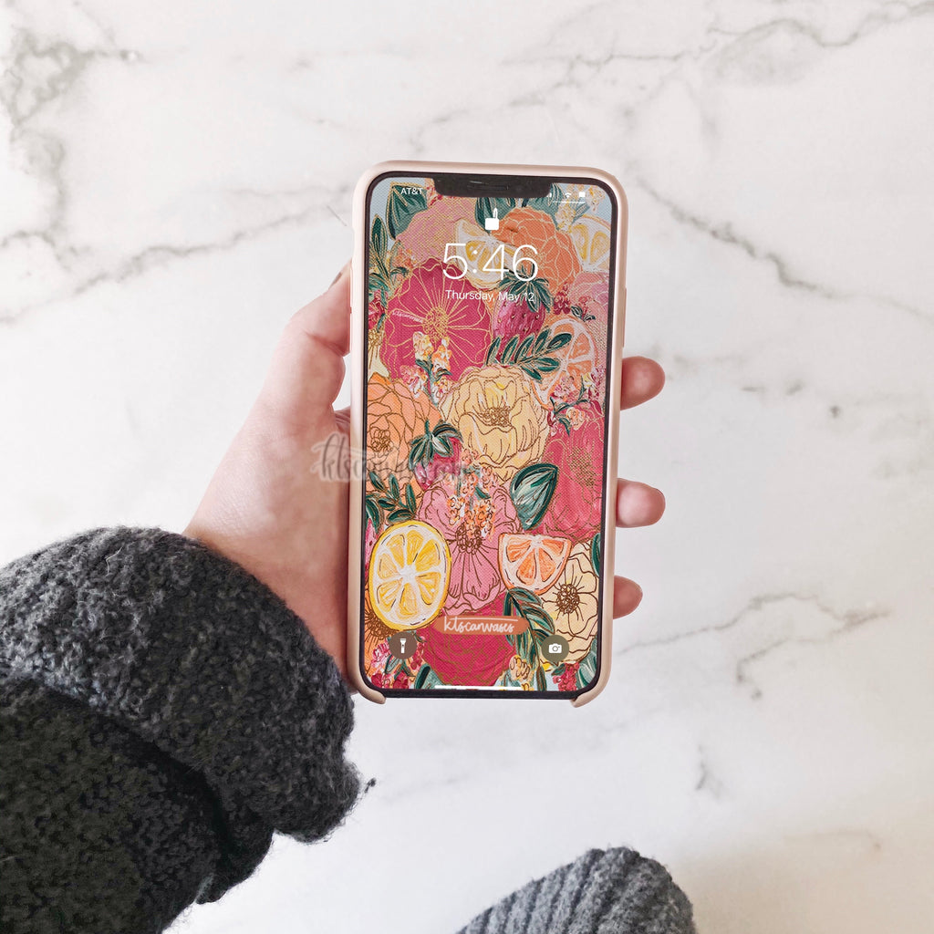 Colorful Fruit Florals Phone Wallpaper (Digital Download)