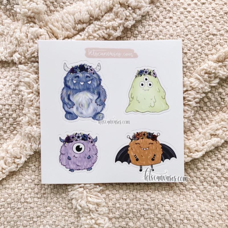 Monster Friends Set of 4 Mini Stickers (1 sheet)