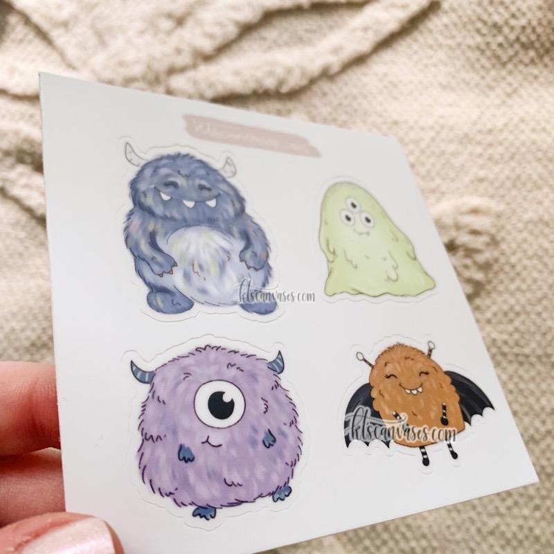 Monster Friends Set of 4 Mini Stickers (1 sheet)