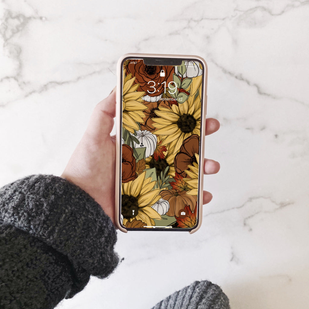 Fall Sunflower Florals Phone Wallpaper (Digital Download)