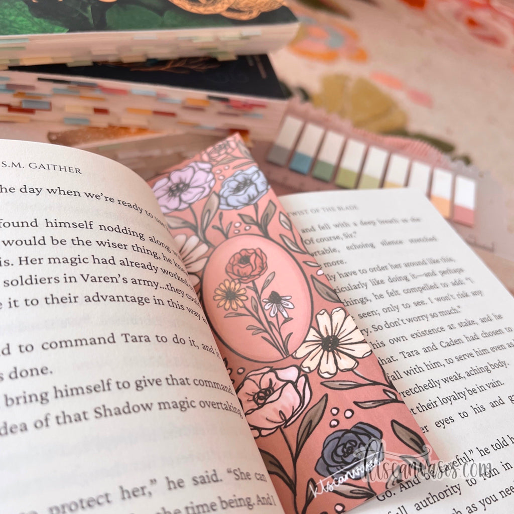Detailed Book Florals Double Sided Bookmark