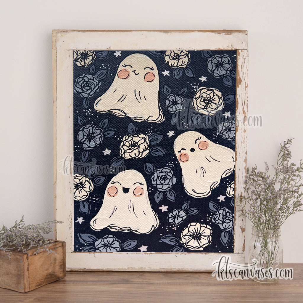 Starry Ghost Florals Art Print