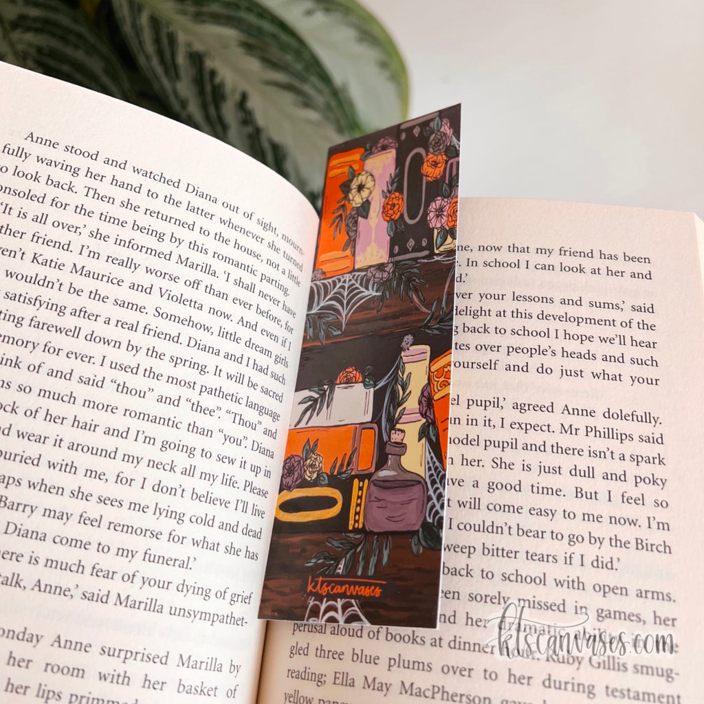 Spooky Bookshelf Double Sided Bookmark