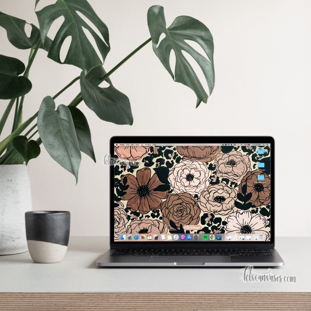 Cheetah Florals Desktop Wallpaper (Digital Download)