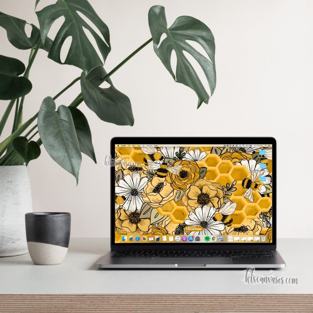 Honeybee Florals Desktop Wallpaper (Digital Download)