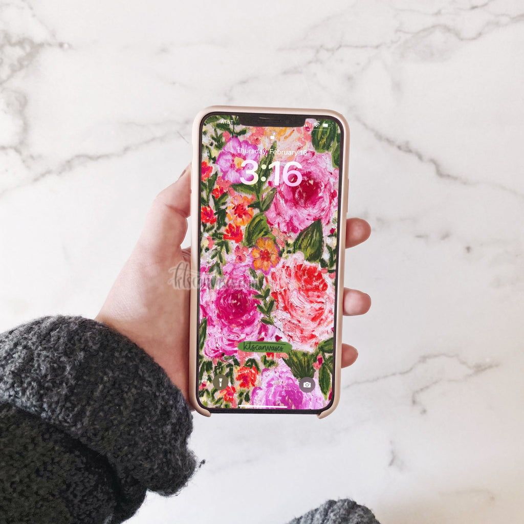 Colorful Garden Florals Phone Wallpaper (Digital Download)