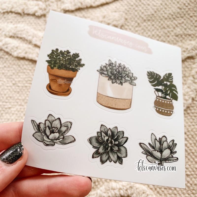 Plants Set of 6 Mini Stickers (1 sheet)