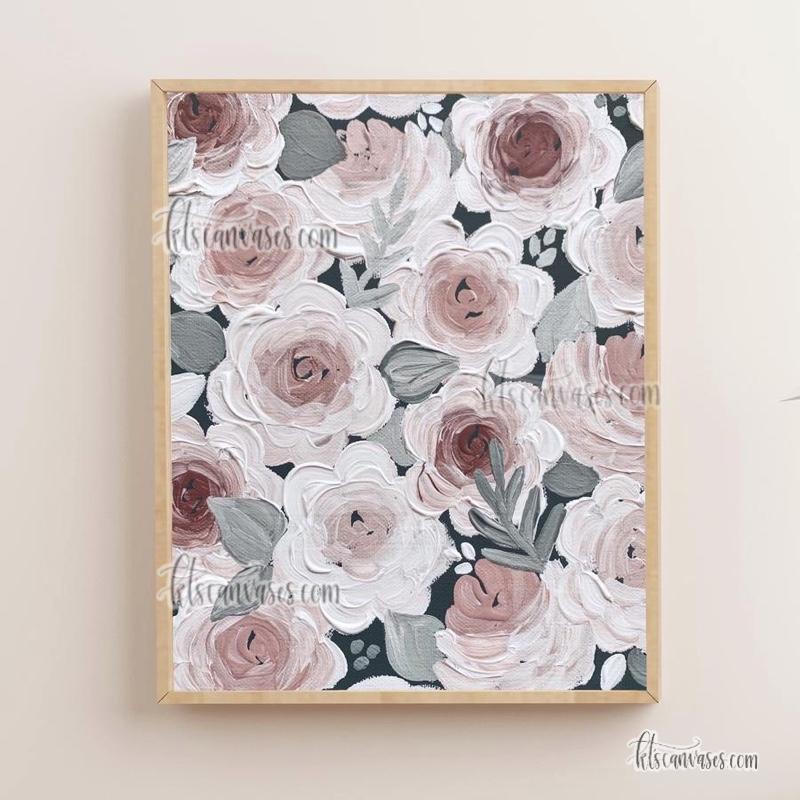 Pink + Gray Florals Art Print