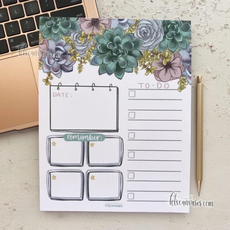Succulent Floral Organized Notepad 50 sheets (7 x 9 in.)