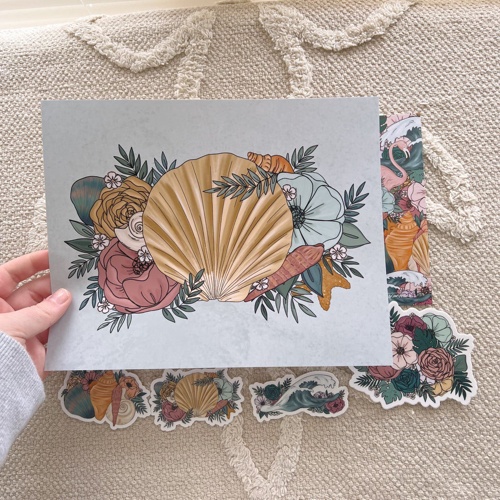 #10 Sea Shell Florals Art Print Bundle Set of 6