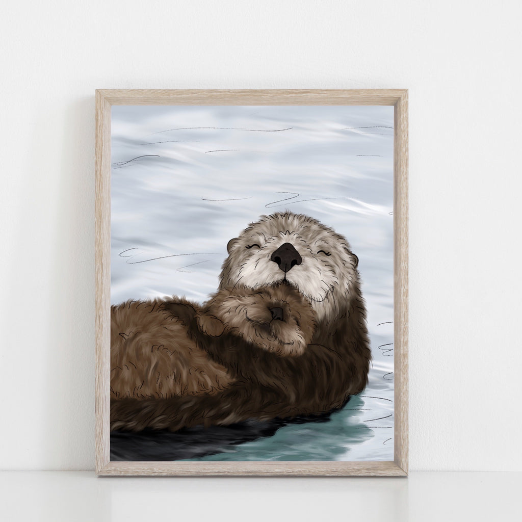 Sea Otter Family Art Print