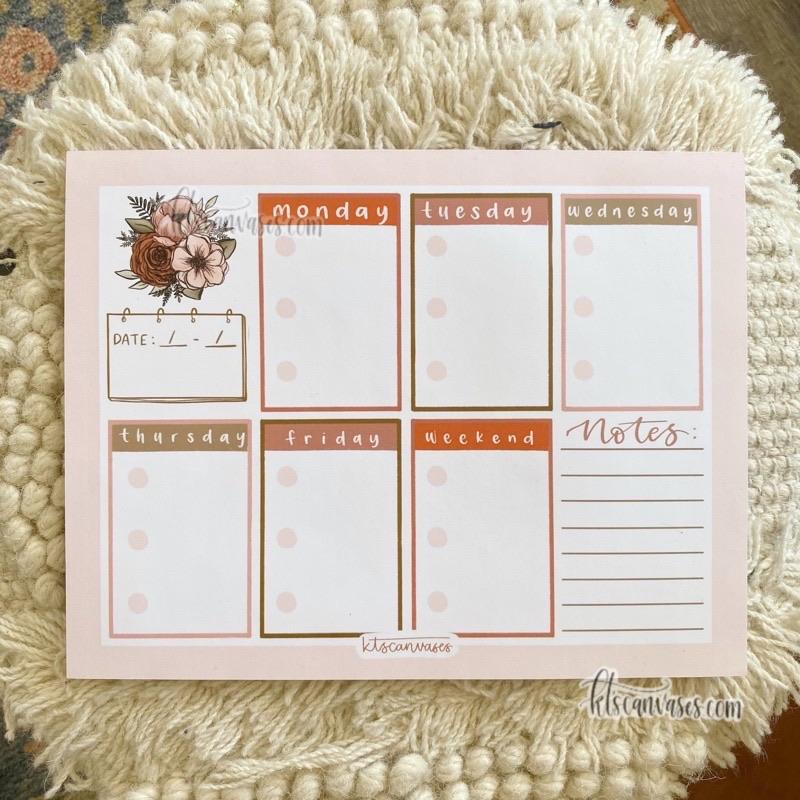 Weekly Floral Notepad 50 sheets (8.5 x 11 in.)