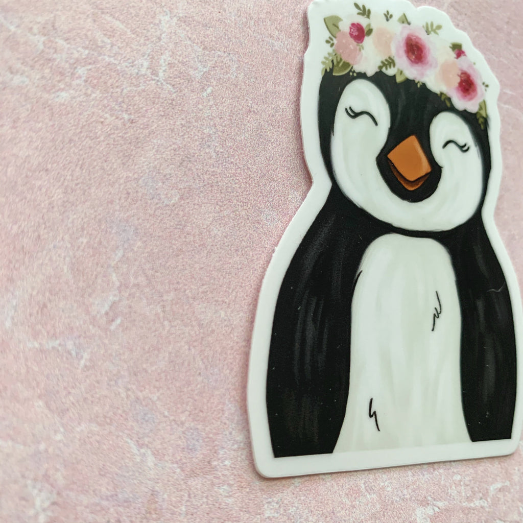 Floral Crown Penguin Sticker