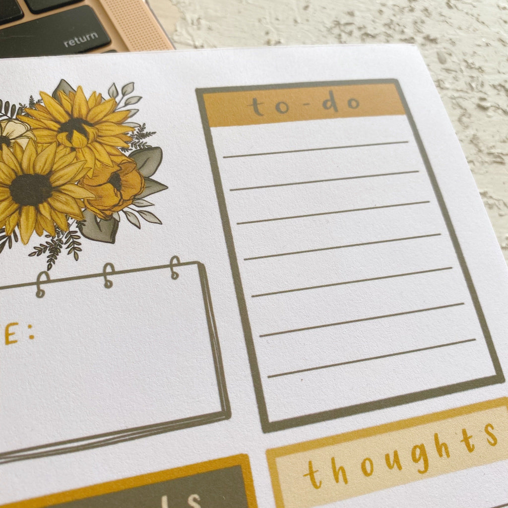 Sunflower Daily Notepad 100 pages (5.5 x 8.5 in.)