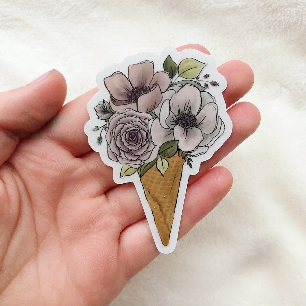 Floral Ice Cream Sticker