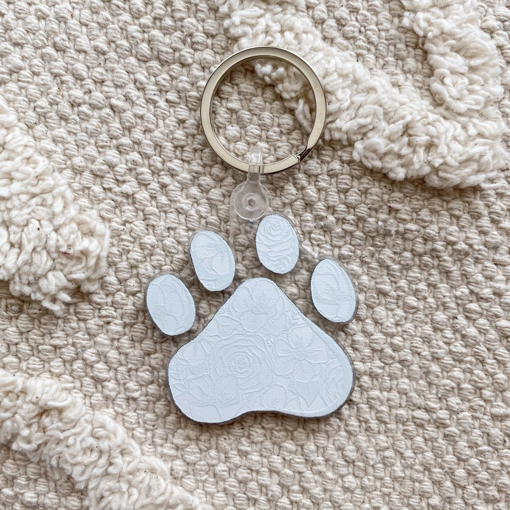 Floral Paw Acrylic Keychain 2 in.