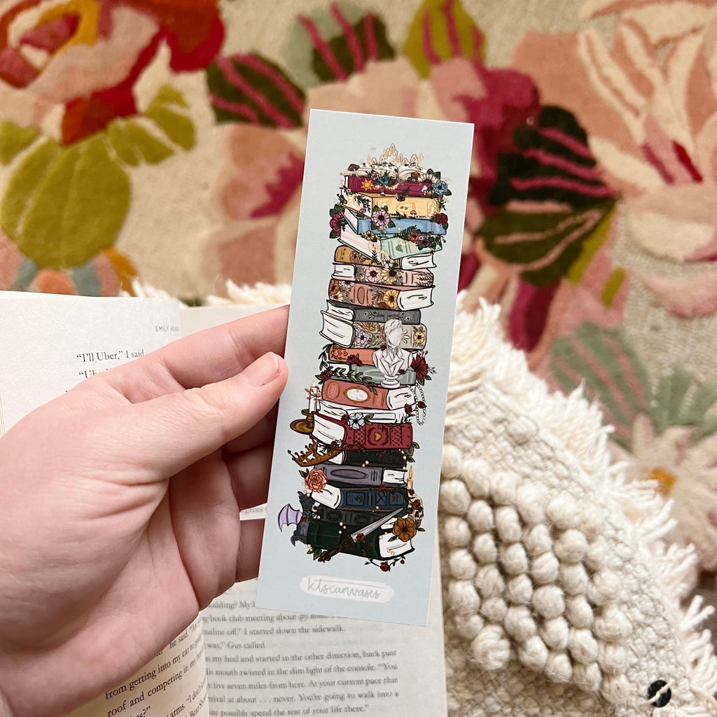 Floral Book Stack Collection Double Sided Bookmark