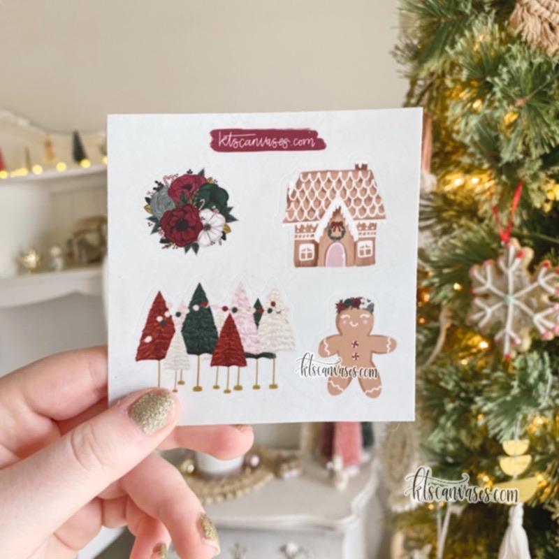 Gingerbread Christmas Set of 4 Mini Stickers (1 sheet)