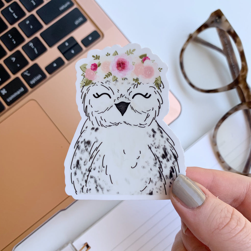Floral Crown Owl Sticker