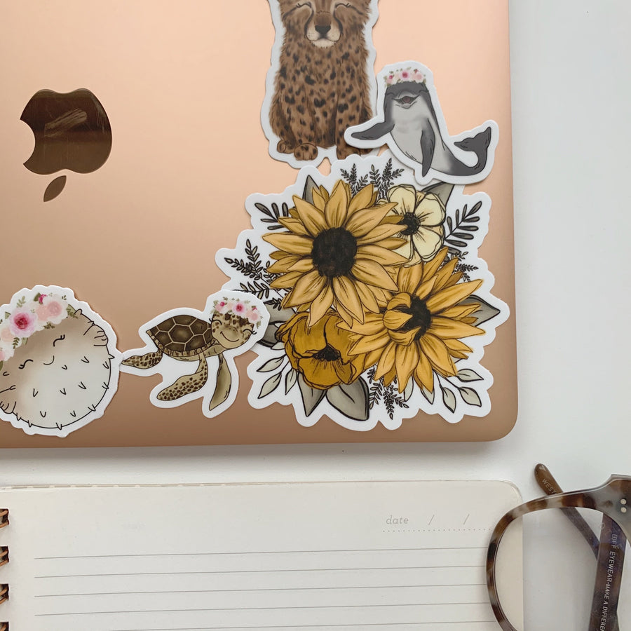 Sunflower Florals Sticker – KT's Canvases