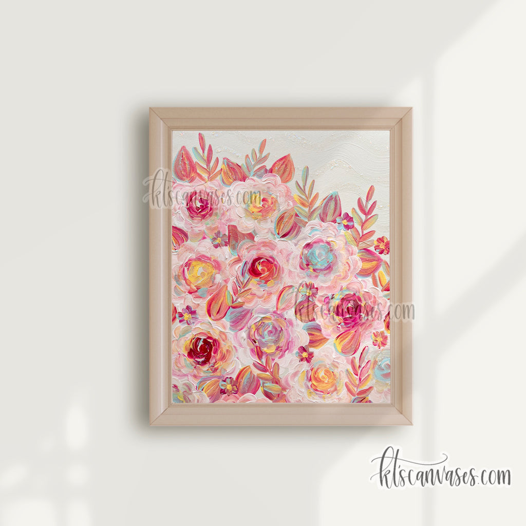 Colorful Sparkle Florals Art Print