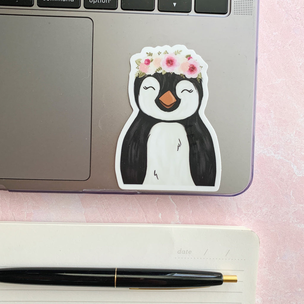 Floral Crown Penguin Sticker